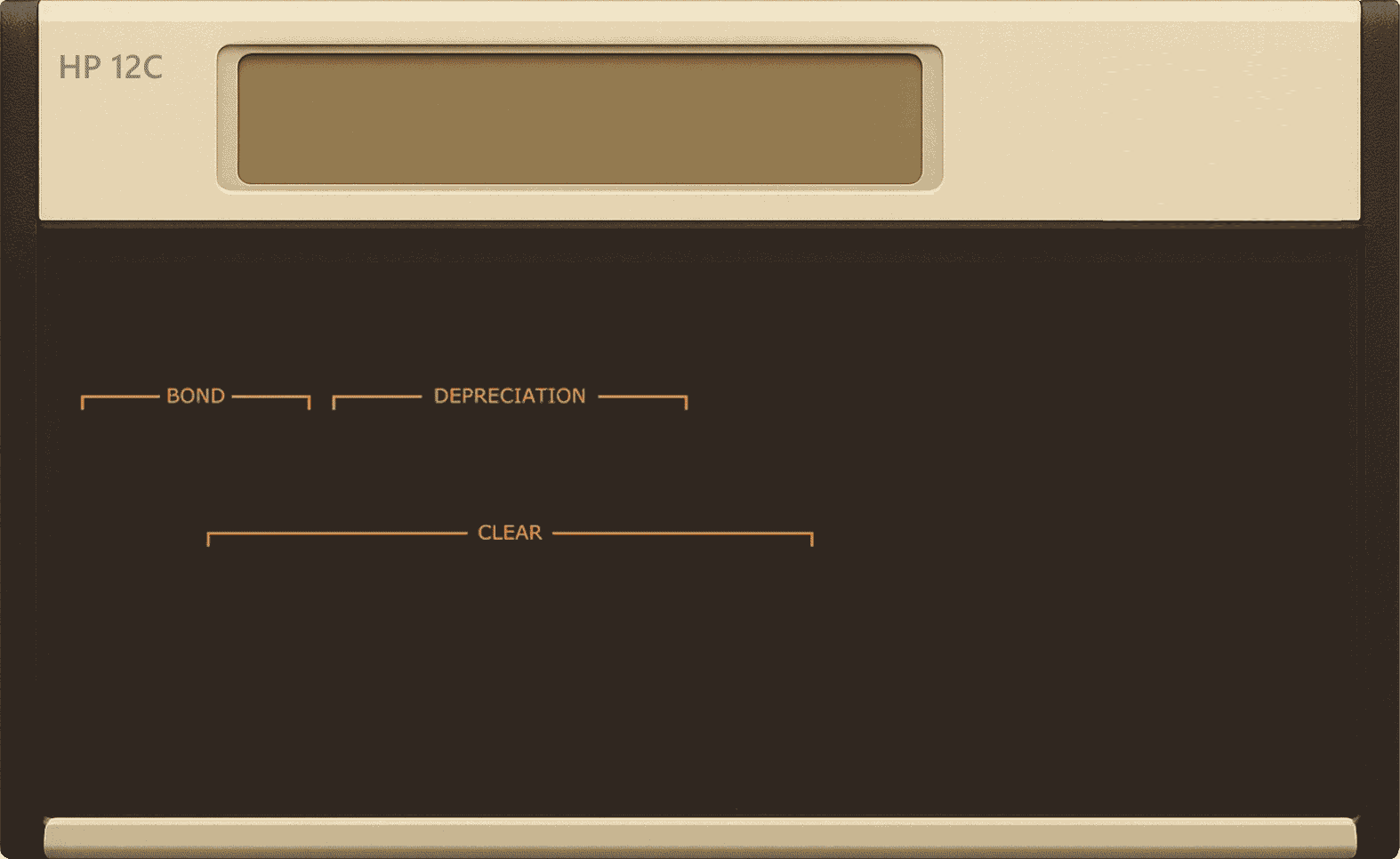 Faceplate of the HP 12c financial calculator